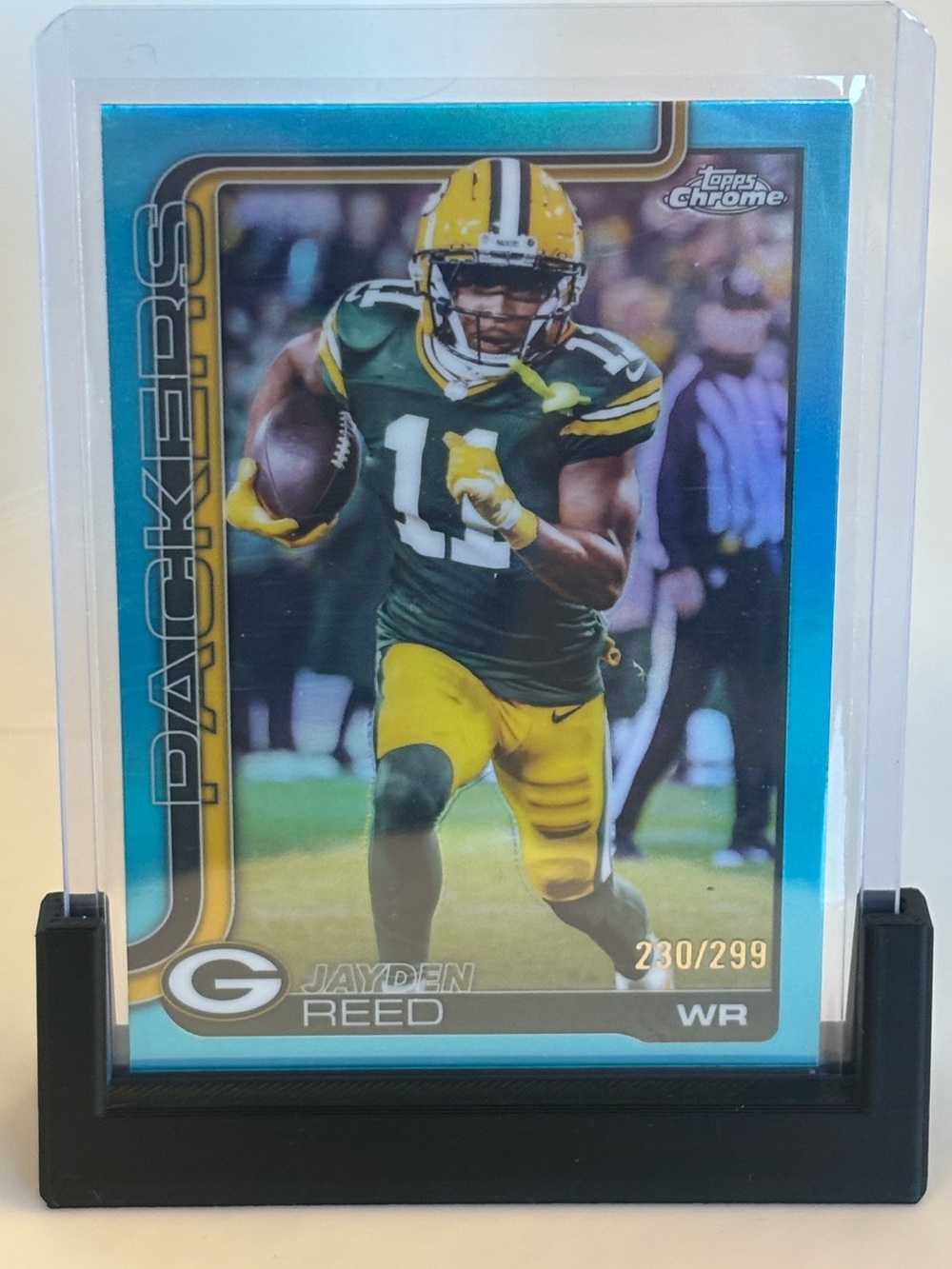 Jayden Reed Topps Chrome Green Refractor /299 #90 Green Bay Packers